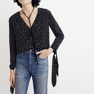 Madewell Silk Star Scatter Tie-Sleeve Top